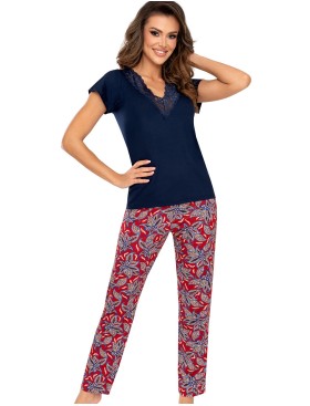 Пижама с брюками из вискозы Donna RITA pyjamas, Цвет: темно-синий, Размеры: S, изображение 2