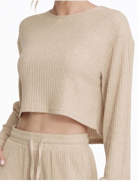 Комплект женский в рубчик Esotiq CLYTIA 40253 бежевый, Цвет: бежевый, Размеры: L, изображение 4