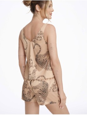 Атласная пижама майка с шортами Esotiq LOVABLE 40443, Цвет: бежевый, Размеры: XL, изображение 2