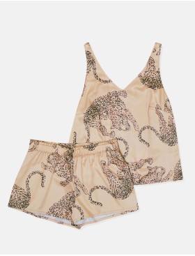 Атласная пижама майка с шортами Esotiq LOVABLE 40443, Цвет: бежевый, Размеры: XL, изображение 5