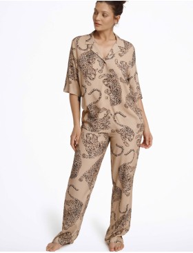 Пижама со штанами из вискозы Esotiq LOVABLE 40626, Цвет: бежевый, Размеры: M