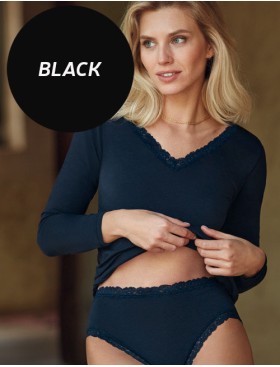 Хлопковая кофта Janira FRESH COTTON LACE 1040070 black, Цвет: black (черный), Размеры: S