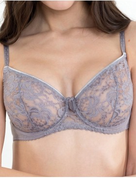 Кружевной мягкий бюстгальтер балконет Lina A 3069 чайка, Цвет: чайка, Размеры: 80E