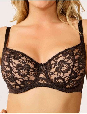 Кружевной мягкий бюстгальтер балконет Lina A 3069 коричневый, Цвет: коричневый, Размеры: 80D