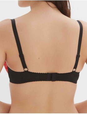 Кружевной мягкий бюстгальтер балконет Lina A 3069 черно-красный, Цвет: черно-красный, Размеры: 85C, изображение 2