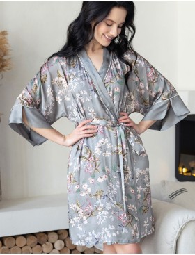 Короткий шелковый халат Mia-Amore AMELY 5043 серый, Цвет: серый, Размеры: L/XL