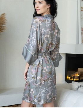 Короткий шелковый халат Mia-Amore AMELY 5043 серый, Цвет: серый, Размеры: L/XL, изображение 2