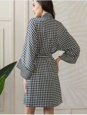 Шелковый халат женский Mia-Amore JULIANNA 3973, Цвет: черно-белый, Размеры: L/XL, изображение 2