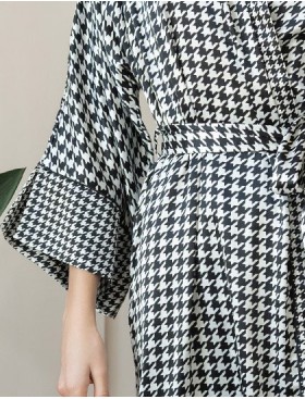 Шелковый халат женский Mia-Amore JULIANNA 3973, Цвет: черно-белый, Размеры: L/XL, изображение 5