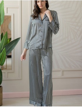 Шелковый пижамный костюм Mia-Amore JULIANNA 3976, Цвет: черно-белый, Размеры: L, изображение 3