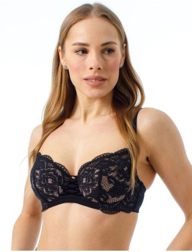 Бюстгальтер полумягкий кружевной Coquette Revue MIRACLE 85127-18, Цвет: черный, Размеры: 90C, изображение 3