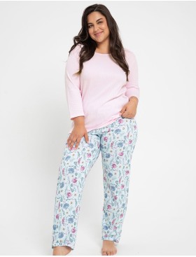 Хлопковая пижама с брюками Taro AMORA 3008-01, Цвет: розовый, Размеры: 2XL, изображение 2