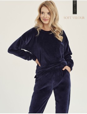 Велюровый домашний костюм Taro BRENDA 3061-01, Цвет: темно-синий, Размеры: S