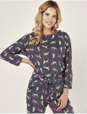 Хлопковая пижама с брюками Taro LUIZA 2985-01, Цвет: серый, Размеры: M