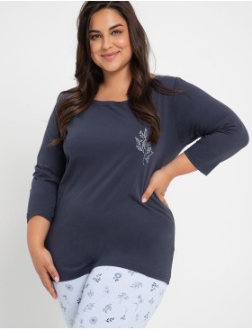 Женская пижама из хлопка Taro MAGNOLIA 3012-01, Цвет: темно-синий, Размеры: 3XL