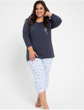 Женская пижама из хлопка Taro MAGNOLIA 3012-01, Цвет: темно-синий, Размеры: 3XL, изображение 2