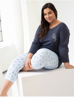 Женская пижама из хлопка Taro MAGNOLIA 3012-01, Цвет: темно-синий, Размеры: 3XL, изображение 3