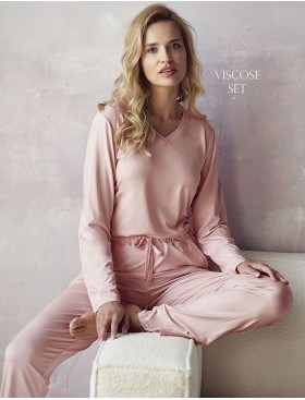 Пижама с брюками из вискозы Taro RIVER 3053-01, Цвет: розовый, Размеры: S, изображение 3