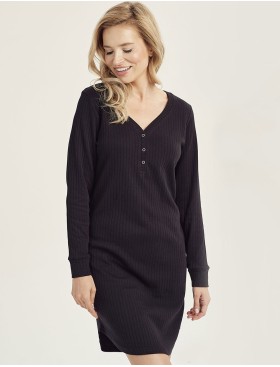 Черная сорочка в рубчик Taro SISI 3002-01, Цвет: черный, Размеры: S