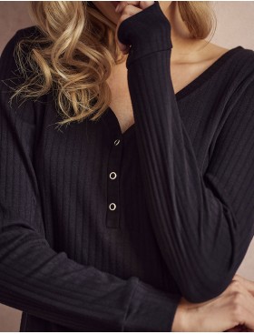 Черная сорочка в рубчик Taro SISI 3002-01, Цвет: черный, Размеры: S, изображение 3