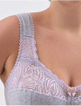 Усиленный бюстгальтер из хлопка Valmira 1104/C серый с лотосом, Цвет: серый с лотосом, Размеры: 115D, изображение 4
