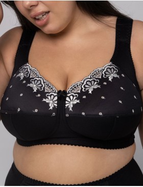 Бюстгальтер больших размеров Valmira 1107 / 1108 черный с белой вышивкой, Цвет: черный с белой вышив, Размеры: 90D