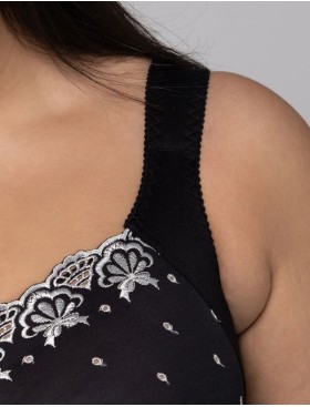 Бюстгальтер больших размеров Valmira 1107 / 1108 черный с белой вышивкой, Цвет: черный с белой вышив, Размеры: 90D, изображение 4