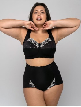 Бюстгальтер больших размеров Valmira 1107 / 1108 черный с белой вышивкой, Цвет: черный с белой вышив, Размеры: 90D, изображение 2