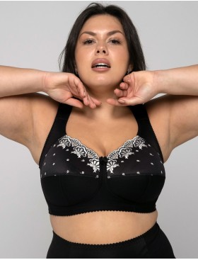 Бюстгальтер больших размеров Valmira 1107 / 1108 черный с белой вышивкой, Цвет: черный с белой вышив, Размеры: 90D, изображение 6
