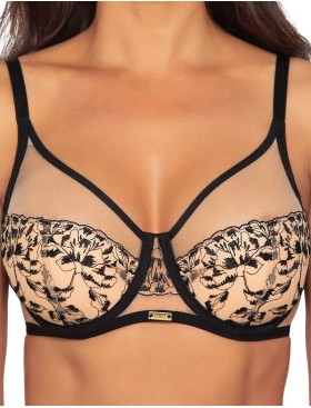 Бюстгальтер полумягкий Ava RETRO 2060 PU Beige, Цвет: чёрно-бежевый, Размеры: 70I