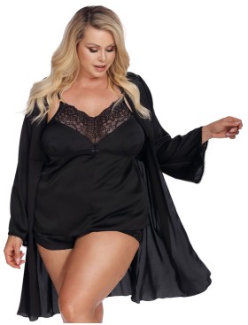 Черный пеньюар Gorgeous LAURA ROBE, Цвет: черный, Размеры: XL/2XL, изображение 2