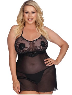 Сорочка с кружевным лифом Gorgeous LIVA, Цвет: черный, Размеры: 3XL/4XL