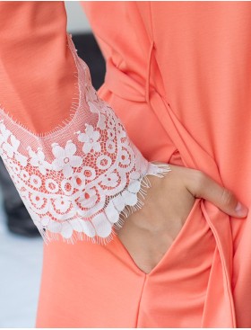 Коралловый халат на запах Opium К-21, Цвет: коралловый, Размеры: S, изображение 3