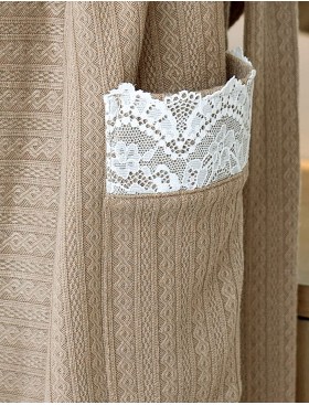 Трикотажный халат на запах Opium К-22, Цвет: бежевый, Размеры: 2XL, изображение 3