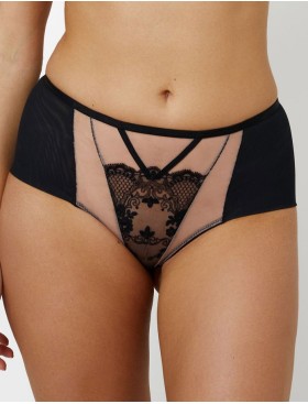 Трусики высокие Subtille VENETIA BLACK maxi, Цвет: черно-бежевый, Размеры: M