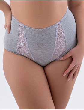 Высокие хлопковые трусы Valmira 2918/C серый с лотосом, Цвет: серый с лотосом, Размеры: L