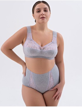 Высокие хлопковые трусы Valmira 2918/C серый с лотосом, Цвет: серый с лотосом, Размеры: L, изображение 3