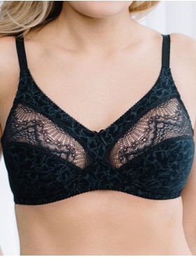 Хлопковый бескаркасный бюстгальтер Valmira 1141/C черный с серым, Цвет: черный с серым, Размеры: 90D