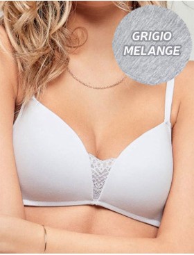 Хлопковый бюстгальтер без косточек Infiore SAMBA 856 grigio melange, Цвет: grigio mel (серый), Размеры: 65B