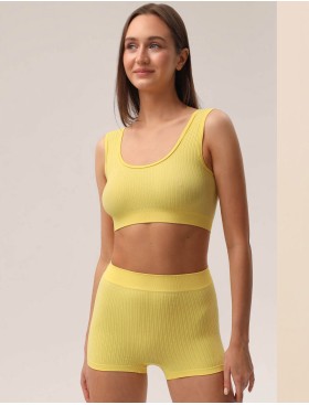 Топ в рубчик на широких бретелях MY BR495 melon, Цвет: желтый, Размеры: S, изображение 2