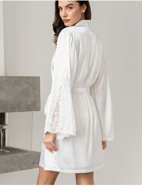 Короткий халат из шелка Mia-Amore MARJORY 3963 белый, Цвет: белый, Размеры: 2XL/3XL, изображение 2