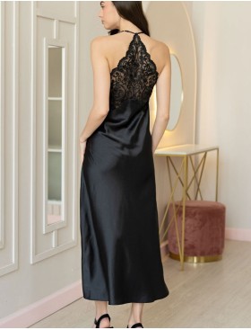 Длинная шелковая сорочка Mia-Amore MARJORY 3968 черный, Цвет: черный, Размеры: 3XL