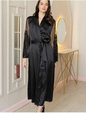 Натуральный шелковый халат Mia-Amore MARJORY 3969 черный, Цвет: черный, Размеры: L/XL, изображение 4