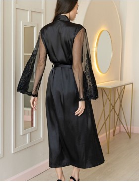 Натуральный шелковый халат Mia-Amore MARJORY 3969 черный, Цвет: черный, Размеры: L/XL, изображение 2