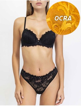 Комплект Sielei BERRIES 7422+7425 балконет и слипы ocra, Цвет: ocra (желтый), Размеры: 85B