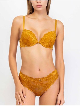 Комплект Sielei BERRIES 7424+7427 пуш-ап бразилиана ocra, Цвет: ocra (желтый), Размеры: 70B