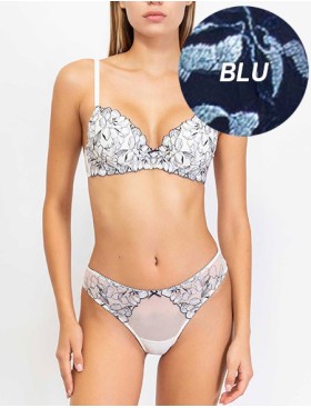 Комплект Sielei MILK DROP 7434+7437 пуш-ап бразилиана blu, Цвет: blu (синий), Размеры: 75B