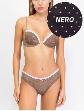 Комплект Sielei MILK DROP 7434+7437 пуш-ап бразилиана nero, Цвет: nero (черный), Размеры: 75B