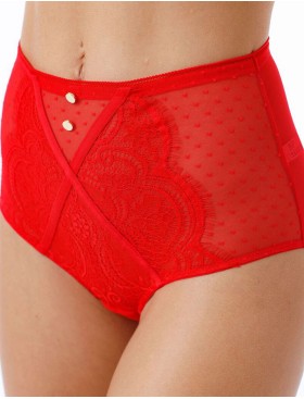 Высокие трусы слипы Coquette Revue DOTS 62114-28, Цвет: красный, Размеры: S