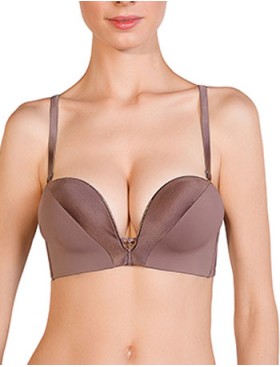 Бюстгальтер планж супер пуш-ап Mioocchi CRYSTALL 7737 stone, Цвет: stone (кофейный), Размеры: 70D